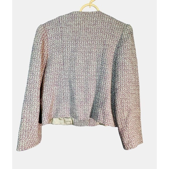 Vintage Evan Picone Tweed Long Sleeve Button Down Cardigan Sweater‎ Ivory Size 8 - Picture 3 of 7